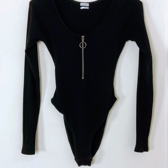 Out from Under Bree Zip-Up Bodysuit Black Long Slv - Picture 6 of 8